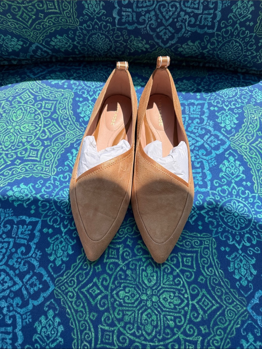 Taryn Rose Tan Pointed Slip-On Loafers